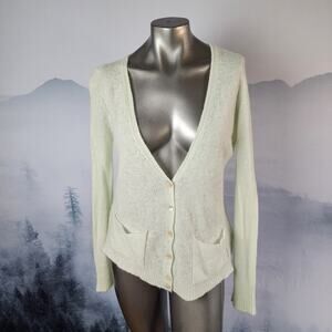 Brodie 100% Cashmere Off-White Plunge V-Neck Cardigan | Women's Small